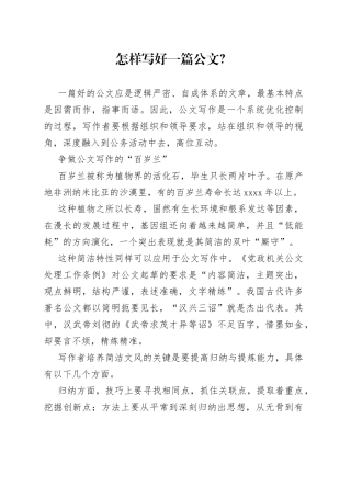 怎样写好一篇公文？