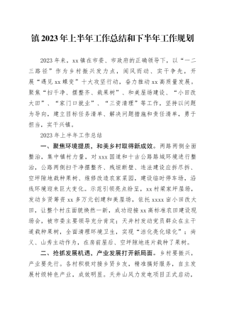 镇2023 年上半年工作总结和下半年工作规划（20230710）
