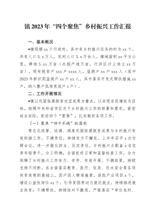 镇2023年“四个聚焦”乡村振兴工作汇报(1)