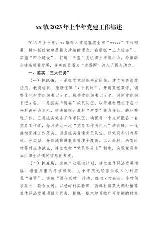 镇2023年上半年党建工作综述（20230807）