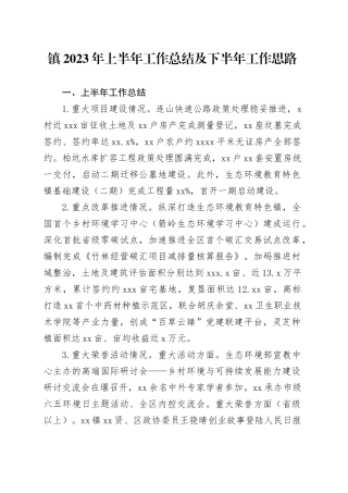 镇2023年上半年工作总结及下半年工作思路（20230710）
