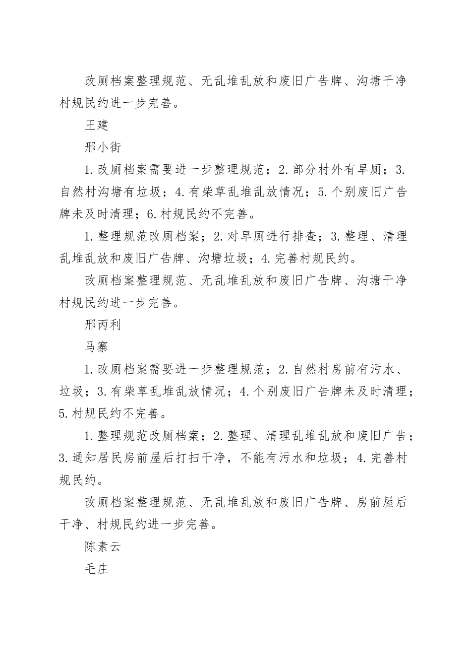 镇农村人居环境整治问题“四项清单”整改台账_第2页