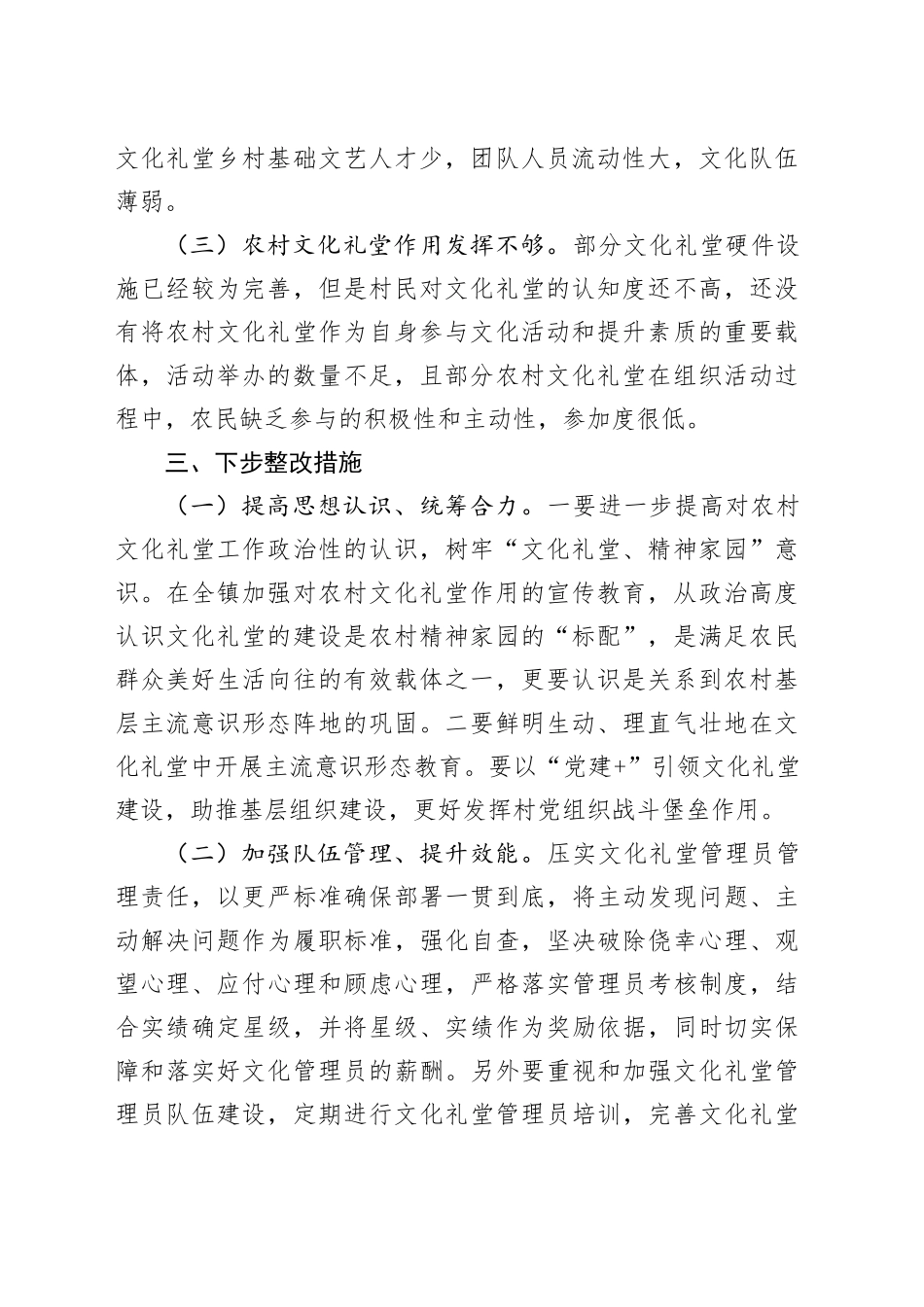 镇农村文化礼堂问题自查报告_第2页