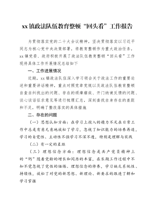 镇政法队伍教育整顿“回头看”工作报告