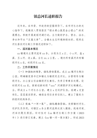 镇总河长述职报告(1)