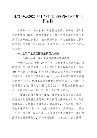征管中心2023年上半年工作总结和下半年工作安排（202306226）