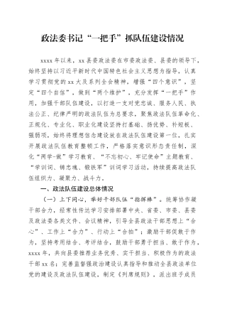 政法委书记“一把手”抓队伍建设情况