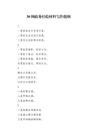 政务经验材料写作提纲