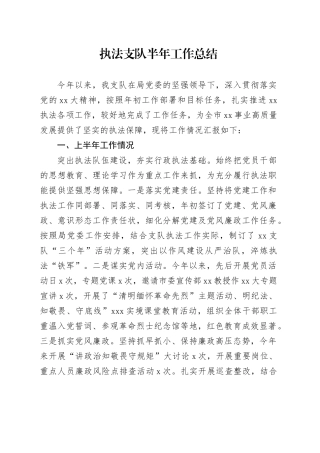 执法支队半年工作总结