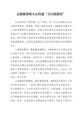 志愿服务暖人心 传递“大厅政能量”