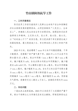 竹山镇防汛抗旱工作