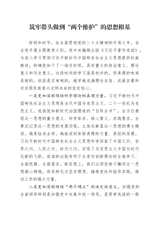 筑牢带头做到“两个维护”的思想根基
