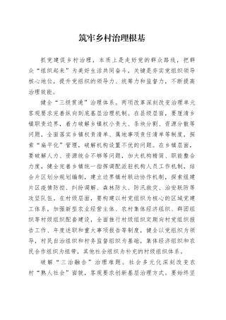 筑牢乡村治理根基