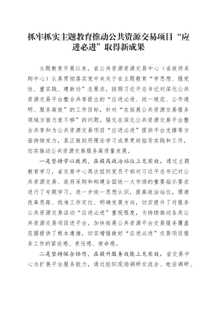 抓牢抓实主题教育推动公共资源交易项目“应进必进”取得新成果