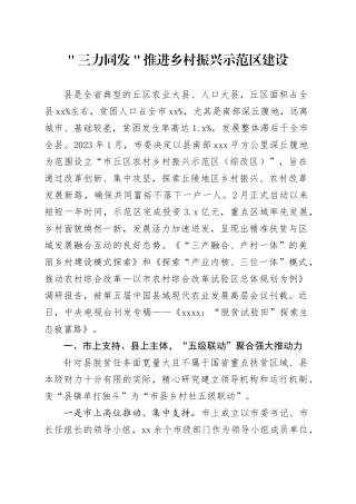＂三力同发＂推进乡村振兴示范区建设