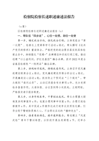 （2篇）检察院检察长述职述廉述法报告