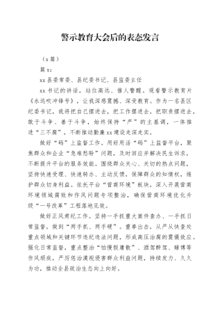 （2篇）警示教育大会后的表态发言