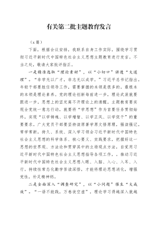 （2篇）有关第二批主题教育发言(1)