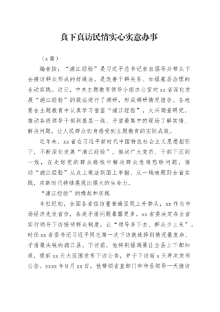 （3篇）真下真访民情 实心实意办事