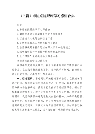 （7篇）市检察院跟班学习感悟合集