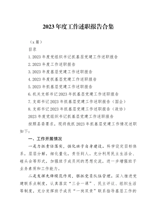 （8篇）2023年度工作述职报告合集