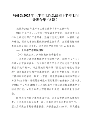 （8篇）XX局机关2023年上半年工作总结和下半年工作计划合集