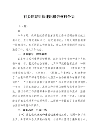 （10篇）有关巡察组长述职报告材料合集