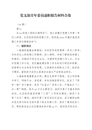 （12篇）党支部青年委员述职报告材料合集