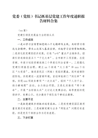 （42篇）党委（党组）书记抓基层党建工作年度述职报告材料合集