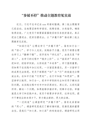 “步履不停”推动主题教育见实效