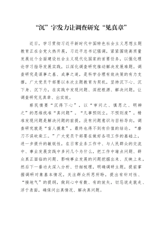“沉”字发力让调查研究“见真章”
