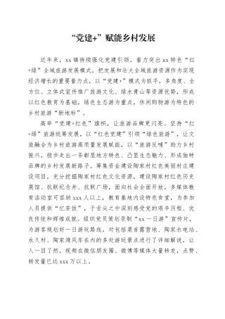 “党建+”赋能乡村发展