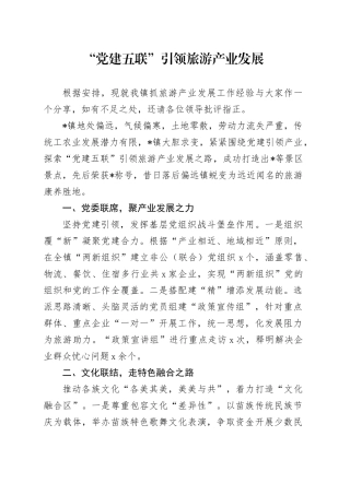 “党建五联”引领旅游产业发展