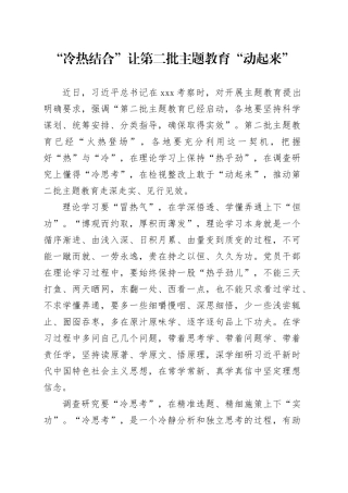 “冷热结合”让第二批主题教育“动起来”