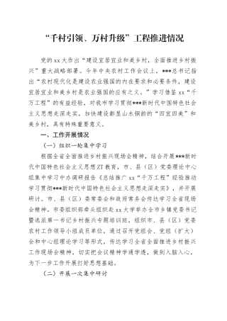 “千村引领、万村升级”工程推进情况