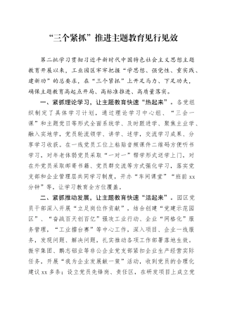 “三个紧抓”推进主题教育见行见效