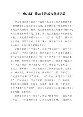 “三功六切”推动主题教育落地见效