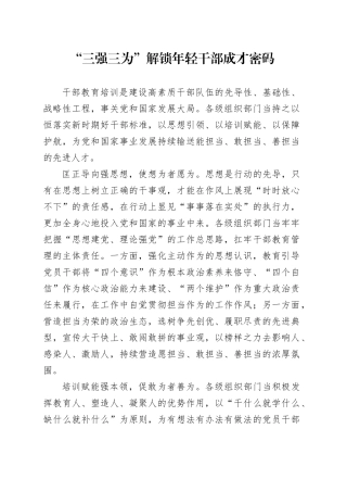 “三强三为”解锁年轻干部成才密码