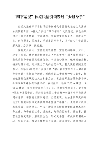 “四下基层”体察民情引领发展“大显身手”