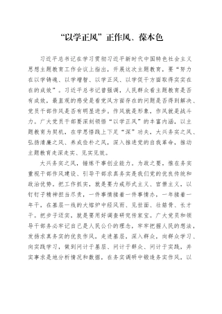 “以学正风”正作风、葆本色
