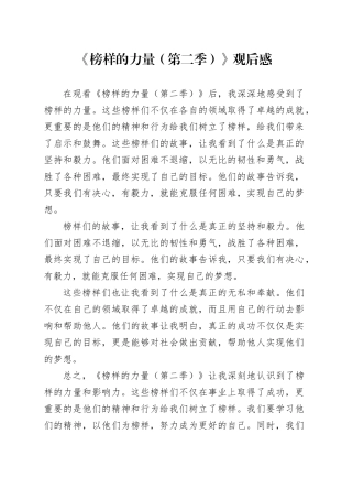 《榜样的力量（第二季）》政务服务人员观后感