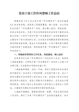 党员干部工作作风整顿工作总结