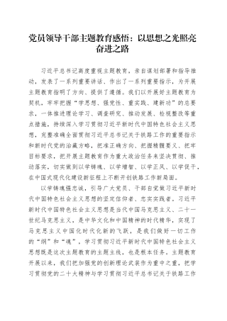 党员领导干部主题教育感悟：以思想之光照亮奋进之路