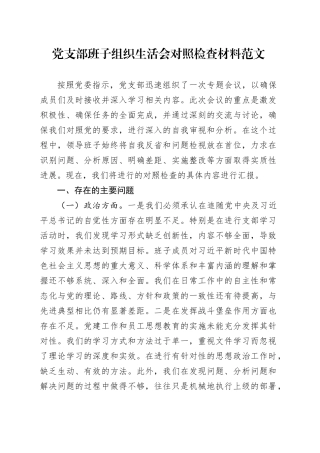 党支部班子主题教育组织生活会对照检查材料（政治、能力、思想、作风、纪律，检视剖析，发言提纲，组织）六个方面2024年1月19日