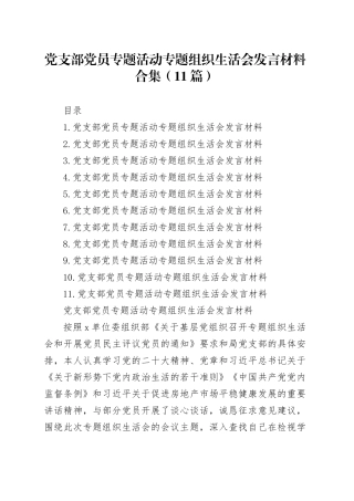 党支部党员主题教育组织生活会发言材料合集（11篇）