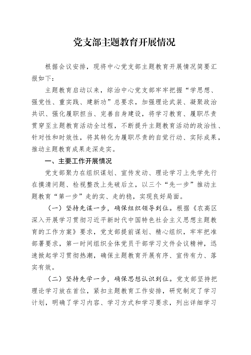 党支部主题教育开展情况_第1页