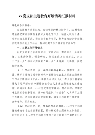 党支部主题教育开展情况汇报材料
