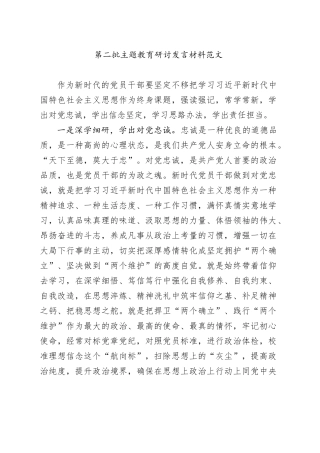 第二批次主题教育研讨发言材料忠诚信念责任担当