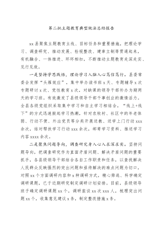 第二批主题教育典型做法总结报告