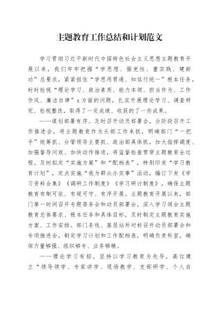 第二批主题教育工作总结和计划汇报报告20240124